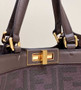 Fendi 8BH374 X-Tote Dark brown canvas shopper with FF embroidery