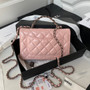 Chanel AP3645 Wallet on chain Shiny Crumpled Calfskin Strass Metal Pink