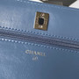 Chanel AP3645 Wallet on chain Shiny Crumpled Calfskin Strass Metal Blue