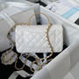Chanel AS4362 Tote Flap Bag White Lambskin Gold-tone metal