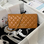 Chanel AP3363 Evening Clutch with chain Lambskin Tan