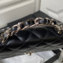 Chanel AP3645 Wallet on chain Shiny Crumpled Calfskin Strass Metal Black