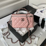 Chanel AP3593 Shiny crumpled calfskin strass  Ruthenium-Finish Metal Pink