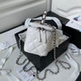 Chanel AP3593 Shiny crumpled calfskin strass  Ruthenium-Finish Metal White