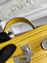 Hermes Kelly Bag 19cm Calfskin Yellow Silver
