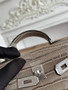 Hermes Kelly Bag 19cm Calfskin Gray Silver