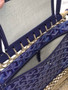 Goyard Aligre Bag, GY120182 Raffia Blue Leather