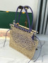 Goyard Aligre Bag, GY120182 Raffia Blue Leather
