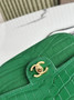 Chanel Mini Flap Bag with Top Handle, AS6424 Crocodile Green