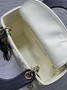 Qixi Mini Lady Dior Bag with Chain, M0505 White and Black Cannage Lambskin