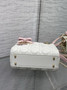 Qixi Mini Lady Dior Bag with Chain, M0505 White and Pink Cannage Lambskin