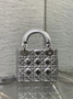 Qixi Mini Lady Dior Bag with Chain, M0505 Silver Cannage Lambskin