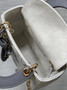 Qixi Mini Lady Dior Bag with Chain, M0505 White and Gray Cannage Lambskin