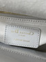 Qixi Mini Lady Dior Bag with Chain, M0505 White and Gray Cannage Lambskin