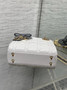 Qixi Mini Lady Dior Bag with Chain, M0505 White and Gray Cannage Lambskin