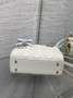 Qixi Mini Lady Dior Bag with Chain, M0505 White and Blue Cannage Lambskin