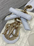 Qixi Mini Lady Dior Bag with Chain, M0505 White and Blue Cannage Lambskin