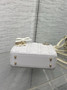 Qixi Mini Lady Dior Bag with Chain, M0505 White and Beige Cannage Lambskin