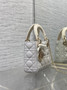 Qixi Mini Lady Dior Bag with Chain, M0505 White and Beige Cannage Lambskin