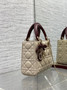 Qixi Mini Lady Dior Bag with Chain, M0505 Apricot and Wine Red Cannage Lambskin