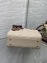 Qixi Mini Lady Dior Bag with Chain, M0505 Apricot and Wine Red Cannage Lambskin