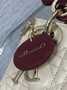 Qixi Mini Lady Dior Bag with Chain, M0505 Apricot and Wine Red Cannage Lambskin