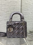 Qixi Mini Lady Dior Bag with Chain, M0505 Silver Gray Cannage Lambskin