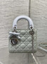 Qixi Mini Lady Dior Bag with Chain, M0505 Green and Blue Cannage Lambskin