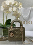 Mini Lady Dior Bag with Chain, M0505 Dark Green Cannage Lambskin