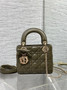 Mini Lady Dior Bag with Chain, M0505 Dark Green Cannage Lambskin