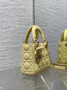 Mini Lady Dior Bag with Chain, M0505 Yellow Cannage Lambskin Gold