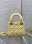 Mini Lady Dior Bag with Chain, M0505 Yellow Cannage Lambskin Gold