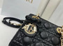 Mini Lady Dior Bag with Chain, M0505 Black Cannage Lambskin Gold