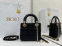Mini Lady Dior Bag with Chain, M0505 Black Cannage Lambskin Gold