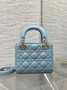 Mini Lady Dior Bag with Chain, M0505 Blue Cannage Lambskin Gold