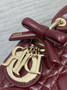 Mini Lady Dior Bag with Chain, M0505 Wine Red Cannage Lambskin