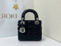 Mini Lady Dior Bag with Chain, M0505 Black Cannage Lambskin Silver