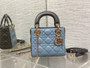 Mini Lady Dior Bag M0505 Blue Gray Cannage Lambskin