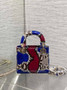 Mini Lady Dior Bag M0505 Red Blue Snake Leather