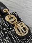 Mini Lady Dior Bag M0505 Black Satin Embroidered with White Resin Pearls