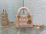 Mini Lady Dior Bag M0505 Powder Pink Cannage Lambskin