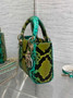 Mini Lady Dior Bag Green Yellow Snake Leather M0505
