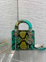 Mini Lady Dior Bag Green Yellow Snake Leather M0505
