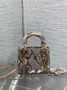 Mini Lady Dior Bag M0505 Gold Silver Snake Leather