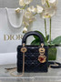 Dioramour Mini Lady Dior Bag M0505 Black Cannage Lambskin
