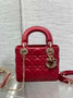 Dioramour Mini Lady Dior Bag M0505 Red Cannage Lambskin