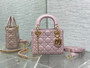 Mini Lady Dior Bag M0505 Blush Cannage Lambskin