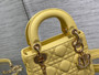 Mini Lady Dior Bag M0505 Yellow Cannage Lambskin