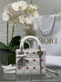 Qixi Mini Lady Dior Bag with Chain, M0505 Cannage Lambskin White