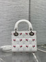 Qixi Mini Lady Dior Bag with Chain, M0505 Cannage Lambskin White